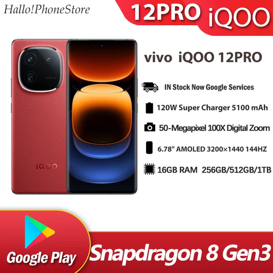 NEW Vivo iQOO 12 Pro Snapdragon 8 Gen 3 120W Flash Charge 5100mAh 144Hz 50MP 100X Digital Zoom GooglePlay Original 4