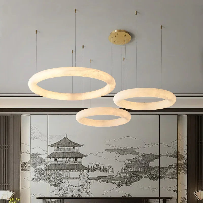 Natural Marble 2024 Trendy New Design Gold Silver Ceiling Chandelier Lighting Lustre Suspension Luminaire Lampen For Living Room