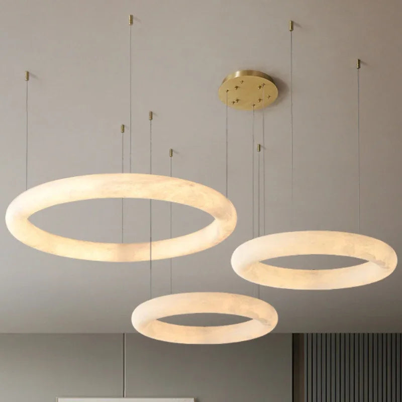 Natural Marble 2024 Trendy New Design Gold Silver Ceiling Chandelier Lighting Lustre Suspension Luminaire Lampen For Living Room