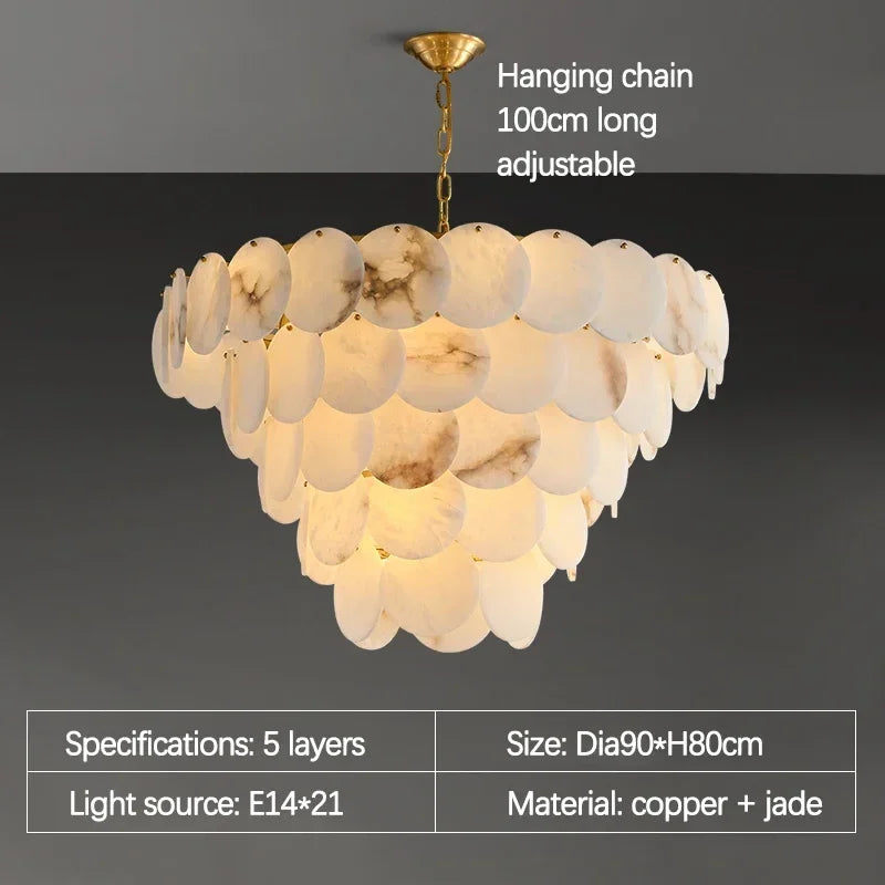 Natural Marble Collection LED Dimmable High Ceiling Chandelier Lighting Lustre Suspension Luminaire Lampen For Liiving Room