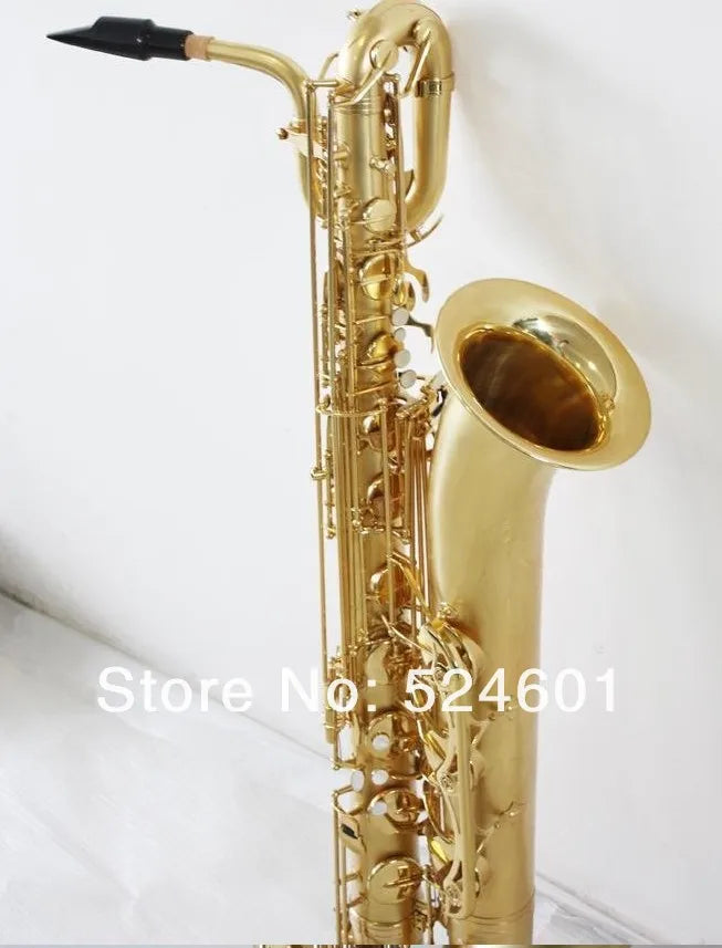 New Arrival Unbranded E Flat Baritone Saxophone Brass Matte Gold Baritone Surface Sax Gold Lacquer Saxofone with Accessories