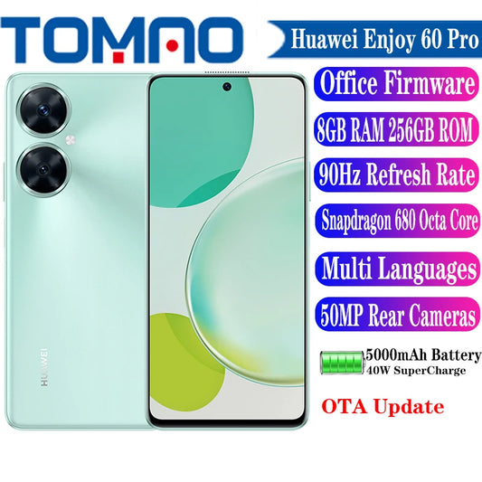 New Huawei Enjoy 60 Pro Smartphone 6.8" 8GB RAM 128GB 256GB ROM Snapdragon 680 Octa Core 5000mAh 40W 50MP Rear Dual Camera OTA