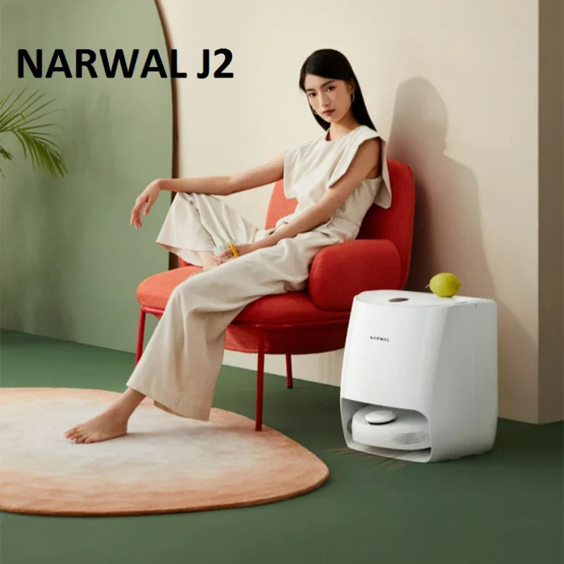 New Narwel J2 Vacuum Cleaner Robot Sweeping and Mopping Washes Mop By Itself Automatically Goes Up and Down Intelligent Sweeper