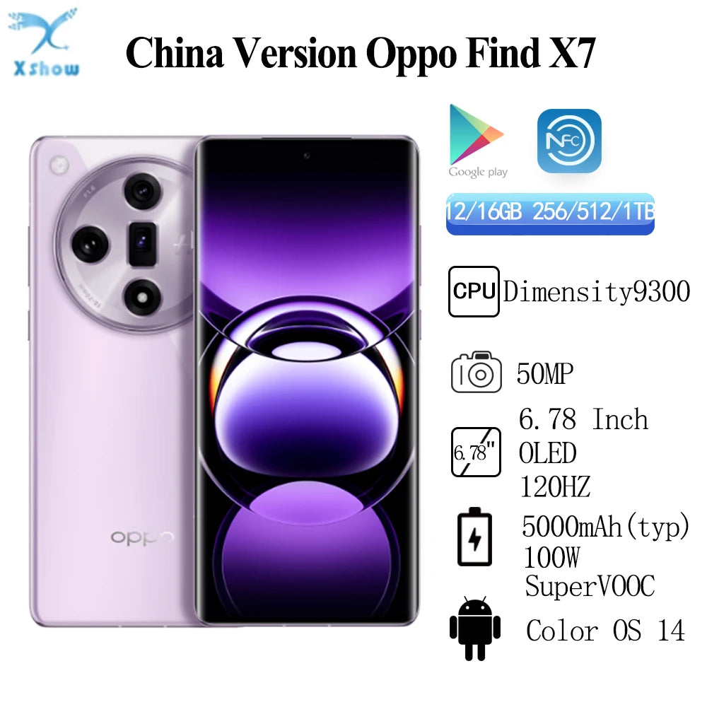 New Original OPPO Find X7 5G Dimensity 9300 6.78" 120Hz OLED 50MP Rear Triple Camera 5000mAh  100W Android14 OTA NFC