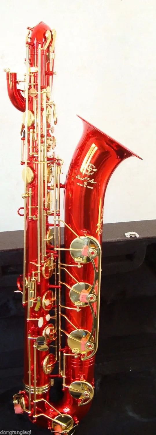 New Red Baritone Saxophone with Low A high F customized Music instruments