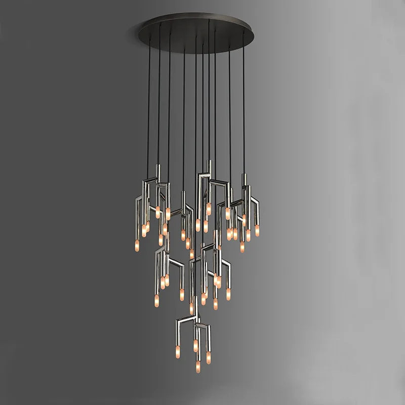 New chandelier post modern light luxury villa staircase restaurant bar decoration tree branch living room lamps