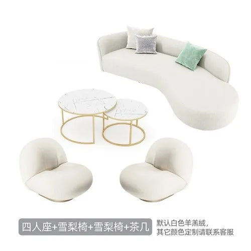 New creative no-wash technology fabric curved sofa light luxury modern simple cream style living room