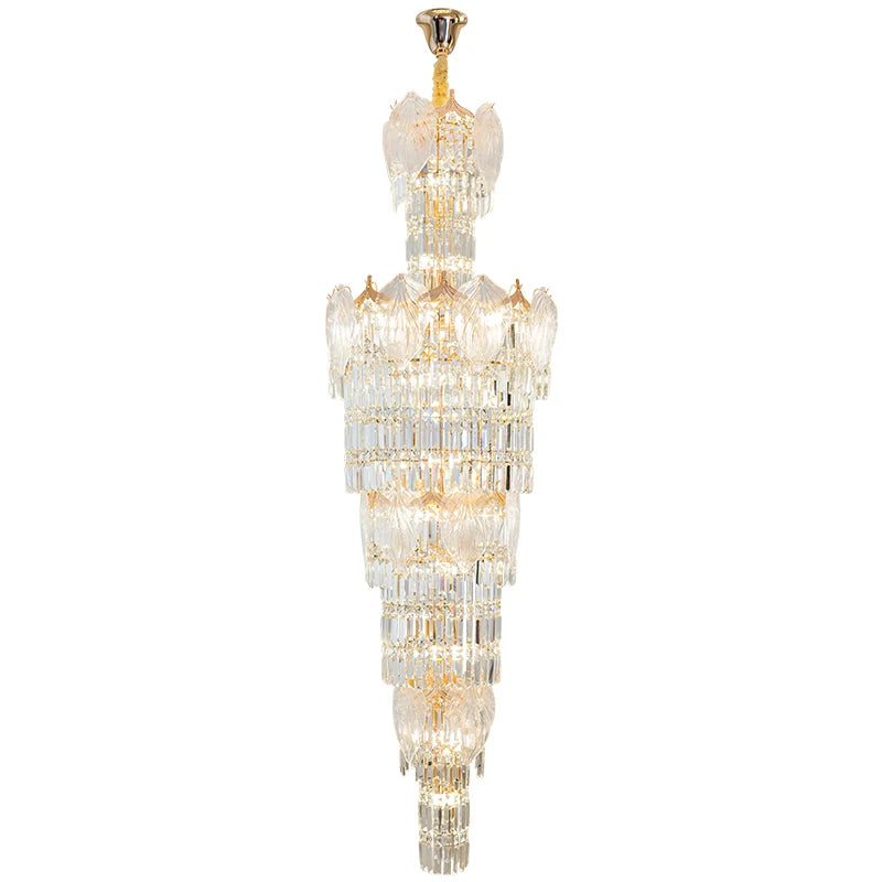 New style Crystal Stair Chandelier Duplex Villa Empty Floor Light Luxury Post-Modern Chandelier High-end Hotel Lobby Lamps