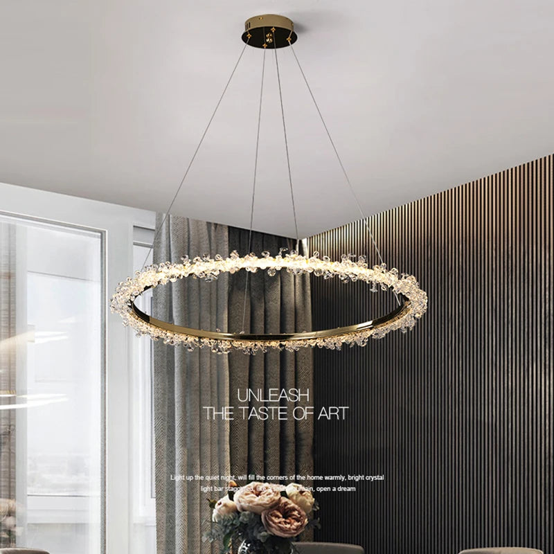 Nordic LED Crystal Chandeliers for Living Room LOFT Pendant Lamp Bedroom Ceiling Lamp Villa Stairs Restaurant Indoor Lighting