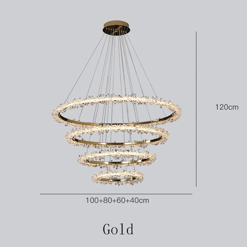 Nordic LED Crystal Chandeliers for Living Room LOFT Pendant Lamp Bedroom Ceiling Lamp Villa Stairs Restaurant Indoor Lighting