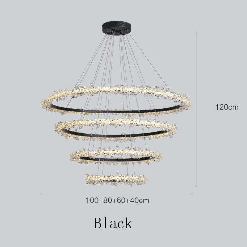 Nordic LED Crystal Chandeliers for Living Room LOFT Pendant Lamp Bedroom Ceiling Lamp Villa Stairs Restaurant Indoor Lighting