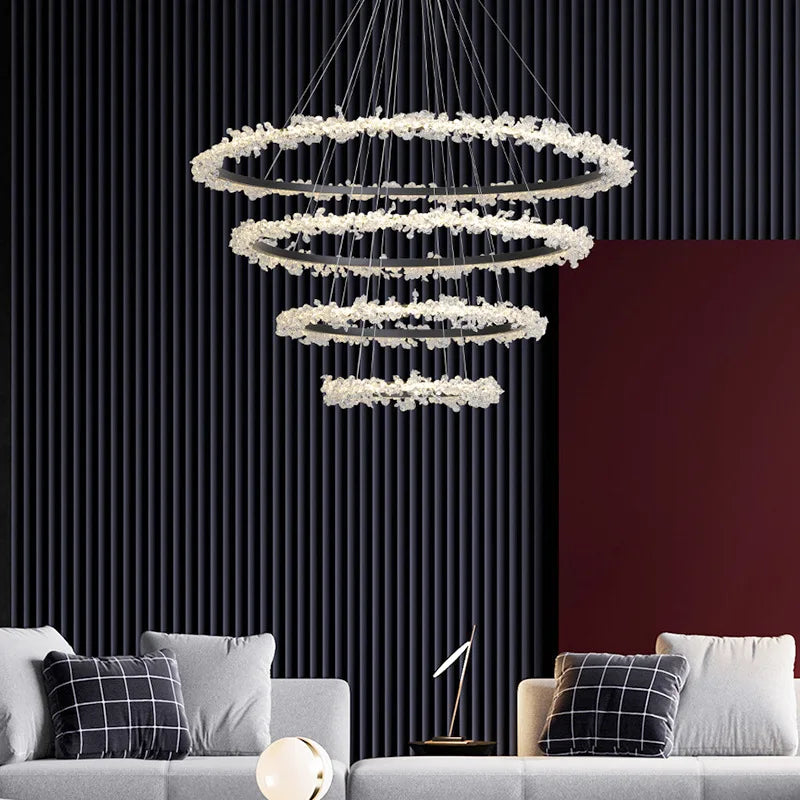 Nordic LED Crystal Chandeliers for Living Room LOFT Pendant Lamp Bedroom Ceiling Lamp Villa Stairs Restaurant Indoor Lighting