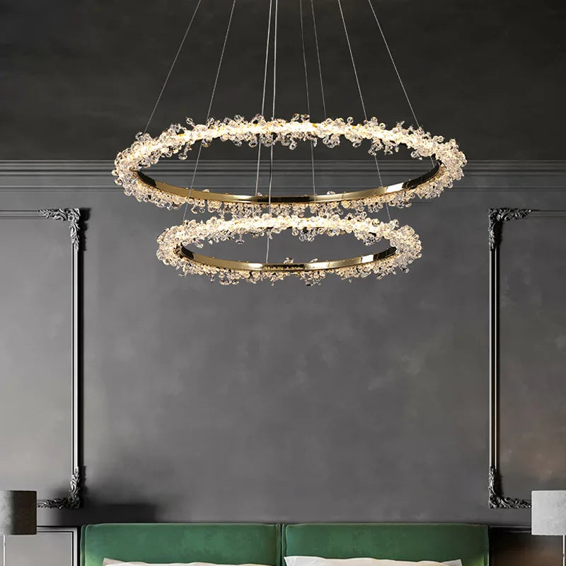 Nordic LED Crystal Chandeliers for Living Room LOFT Pendant Lamp Bedroom Ceiling Lamp Villa Stairs Restaurant Indoor Lighting