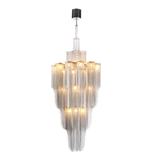 Nordic modern tassel chandelier living room stairs light luxury atmosphere design duplex building villa lamp