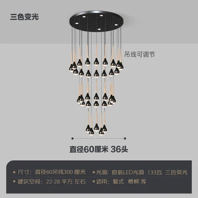 Nordic staircase long chandelier modern minimalist villa duplex building ball living room dining room light luxury rotating lamp