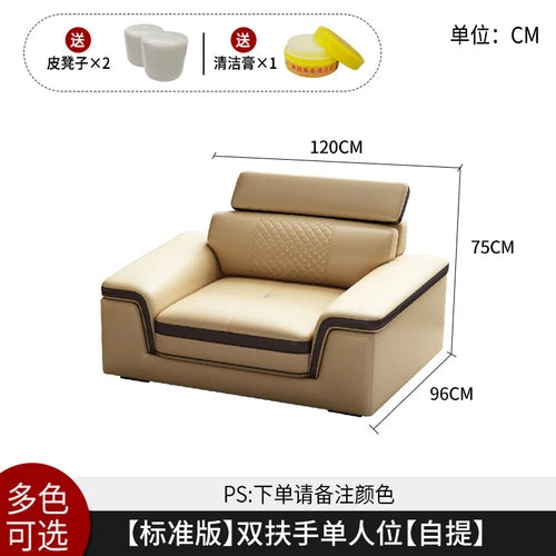 Nordic top layer leather edging functional sofa, leisure size, living room storage combination