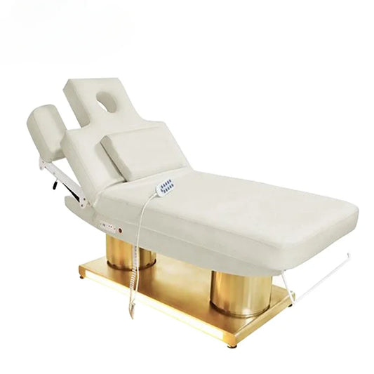 Nuovo Design comodo lettino da massaggio in oro bianco salone di bellezza elettrico cosmetico viso Spa lettino da massaggio per