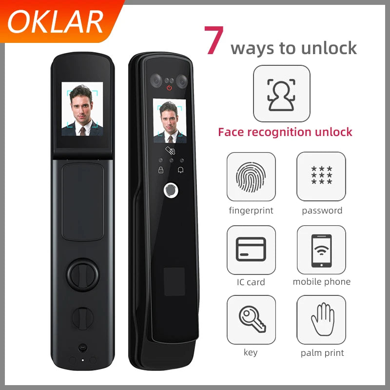 OKLAR Face recognition door lock biometric Palmprint recognition intelligent digital lock Home security Fingerprint lock R8-2-Y