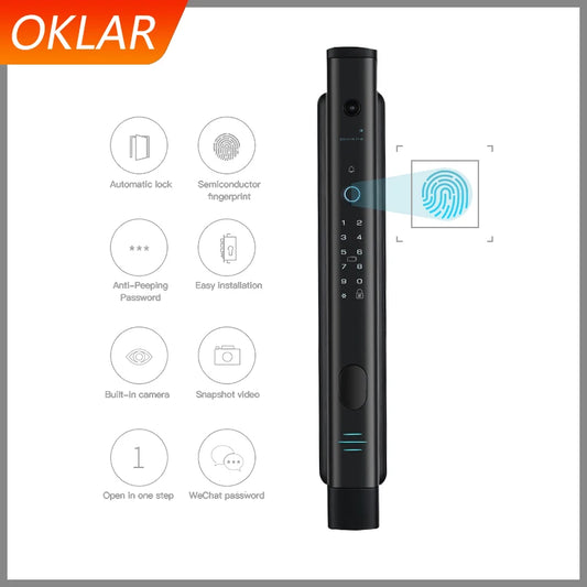 OKLAR Intelligent Fingerprint Security Electronic Door Lock Smart WiFi Bluetooth With Digital Code IC Card Keyless CJL-1-Y