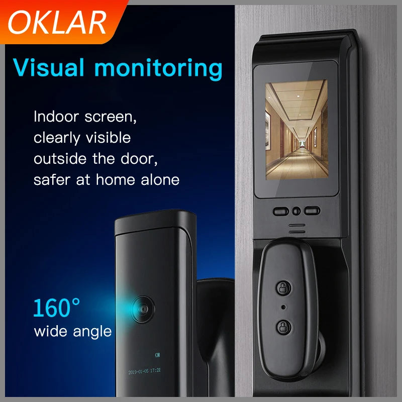 OKLAR Intelligent Fingerprint Security Electronic Door Lock Smart WiFi Bluetooth With Digital Code IC Card Keyless CJL-1-Y