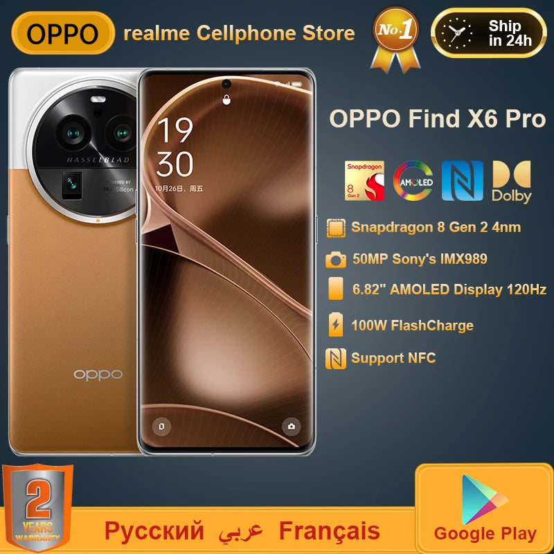 OPPO Find X6 Pro 5G Mobile Phone Snapdragon 8 Gen 2 6.82'' AMOLED LTPO 5000mAh 100W SUPERVOOC 50W AIRVOOC 50MP IMX709 NFC Phone