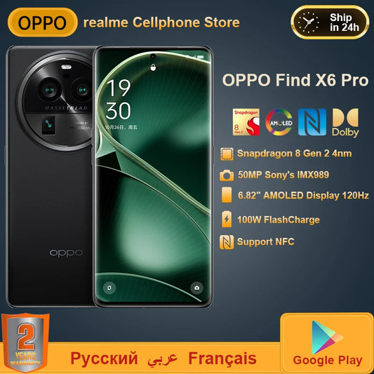 OPPO Find X6 Pro 5G Mobile Phone Snapdragon 8 Gen 2 6.82'' AMOLED LTPO 5000mAh 100W SUPERVOOC 50W AIRVOOC 50MP IMX709 NFC Phone