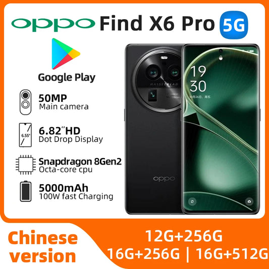 OPPO Find X6 Pro 5G SmartPhone Snapdragon 8 Gen 2 6.82" AMOLED 120Hz 5000mAh Battery 100W SuperVOOC 50MP Camera used phone