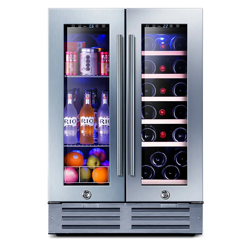 Odino Beverage Cooler Refrigerator-116L Capacity Freestanding Dual Zone with glass door- Compact Drink Fridge for Kitchen-66A