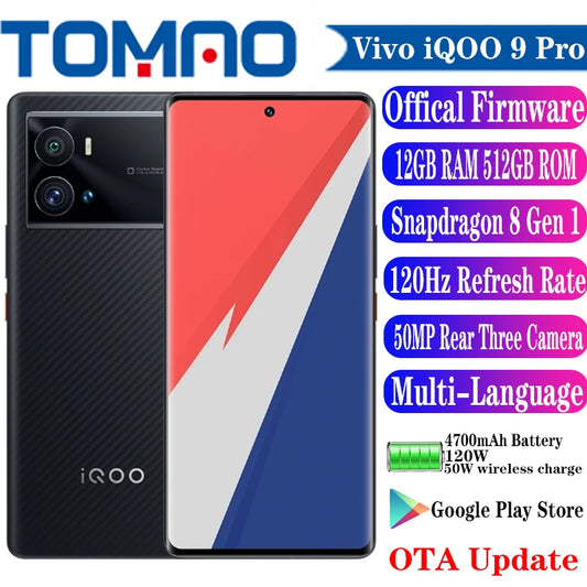 Official New Vivo iQOO 9 Pro 5G Cell phone 4700mAh 120W Snapdragon 8 Gen 1 Octa Core 6.78" 120Hz 2K E5 Screen 50MP Rear Camera
