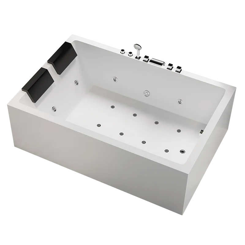 One piece seamless acrylic massage bathtub for two people, large space hotel home thermostatic bathtub