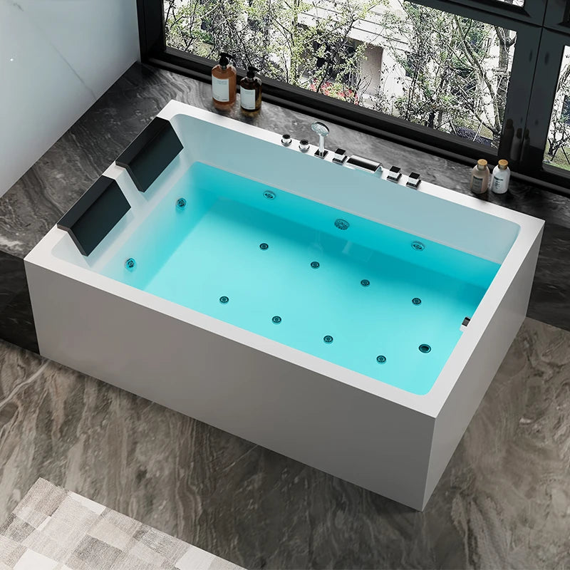 One piece seamless acrylic massage bathtub for two people, large space hotel home thermostatic bathtub