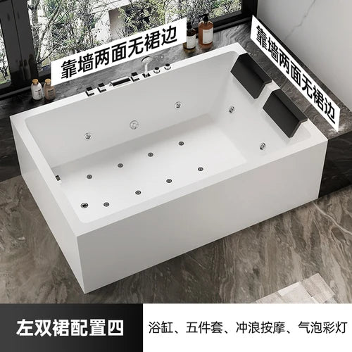 One piece seamless acrylic massage bathtub for two people, large space hotel home thermostatic bathtub