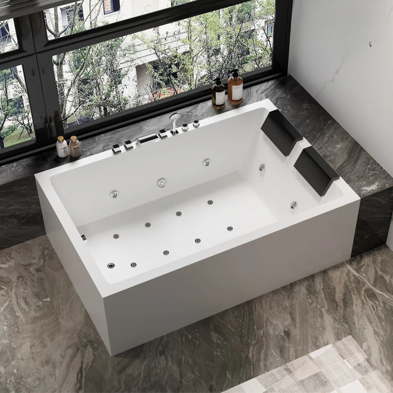 One piece seamless acrylic massage bathtub for two people, large space hotel home thermostatic bathtub