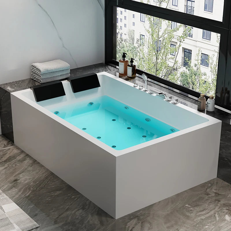 One piece seamless acrylic massage bathtub for two people, large space hotel home thermostatic bathtub