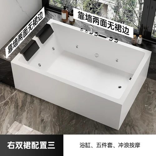 One piece seamless acrylic massage bathtub for two people, large space hotel home thermostatic bathtub