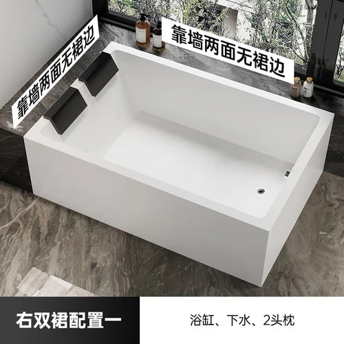 One piece seamless acrylic massage bathtub for two people, large space hotel home thermostatic bathtub