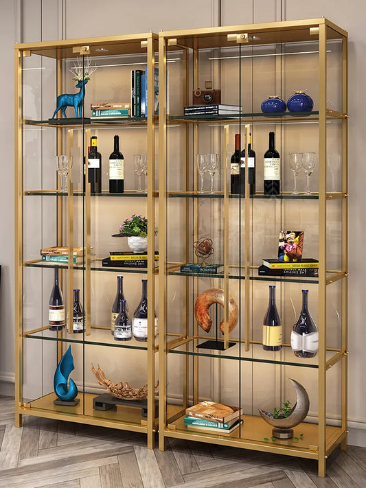 Online celebrity small wine cabinet wall living room floor-to-ceiling display rack light luxury high-end glass door wine rack