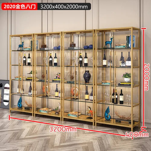 Online celebrity small wine cabinet wall living room floor-to-ceiling display rack light luxury high-end glass door wine rack