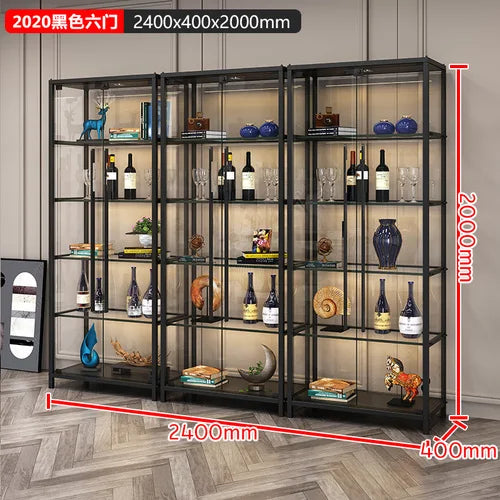 Online celebrity small wine cabinet wall living room floor-to-ceiling display rack light luxury high-end glass door wine rack