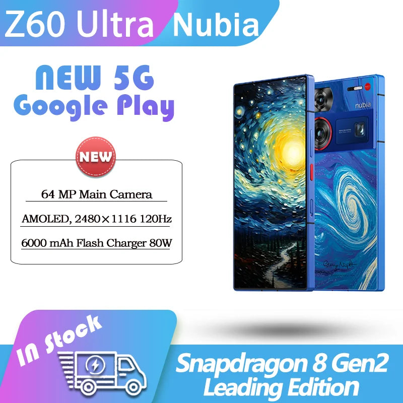 Original Nubia Z60 Ultra Starry Sky Collector's Edition AMOLED Snapdragon 8 Gen3  6000mAh 80W Fast Charge 64MP Main IP68 NFC