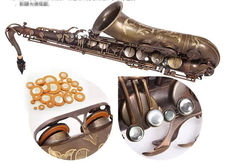 Original Taiwan MUSEADF T-92 Professional Tenor Saxophone Brand Instrument B Flat Unique Antique Copper Brass Sax