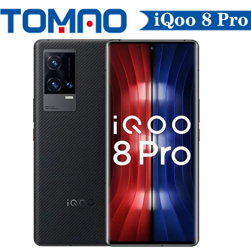 Original Vivo IQOO 8 Pro 5G Cell Phone 6.78'' 120Hz Snapdragon 888 Plus Octa Core 4500mAh 120W 50W 50MP Rear Three Camera NFC