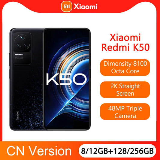 Original Xiaomi Redmi K50 5G Smartphone Dimensity 8100 Octa Core 5500mAh Battery 67W Fast Charging 48MP Triple Camera 120Hz