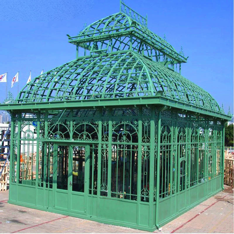 Outdoor Large Garden Metal Pavilion Wrought Iron Gazebo Backyard GreenHouse Orangery