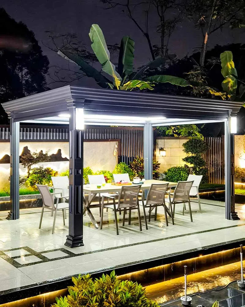 Outdoor Moonlight Canopy, Electric Telescopic Chinese Pavilion, Terrace, Garden, Sunlight Room, Aluminum Alloy