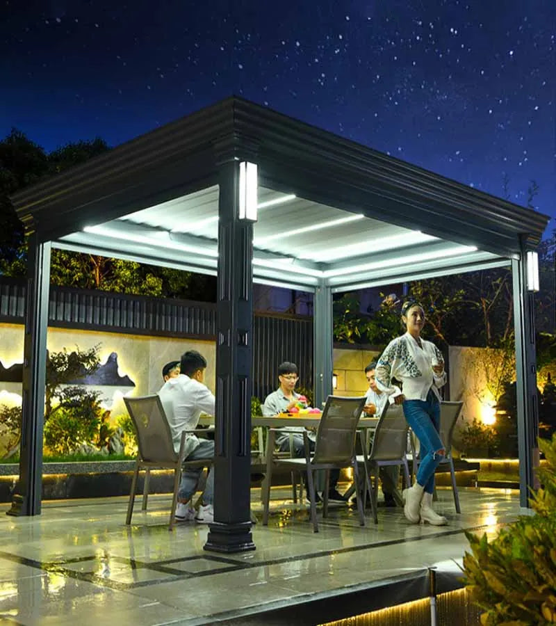 Outdoor Moonlight Canopy, Electric Telescopic Chinese Pavilion, Terrace, Garden, Sunlight Room, Aluminum Alloy