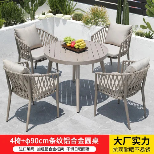 Outdoor Tables,  Outdoor Leisure Vine Chairs, Net Red Dew Tianyang Tea Table and Chair Combination Aluminum Alloy