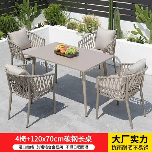 Outdoor Tables,  Outdoor Leisure Vine Chairs, Net Red Dew Tianyang Tea Table and Chair Combination Aluminum Alloy