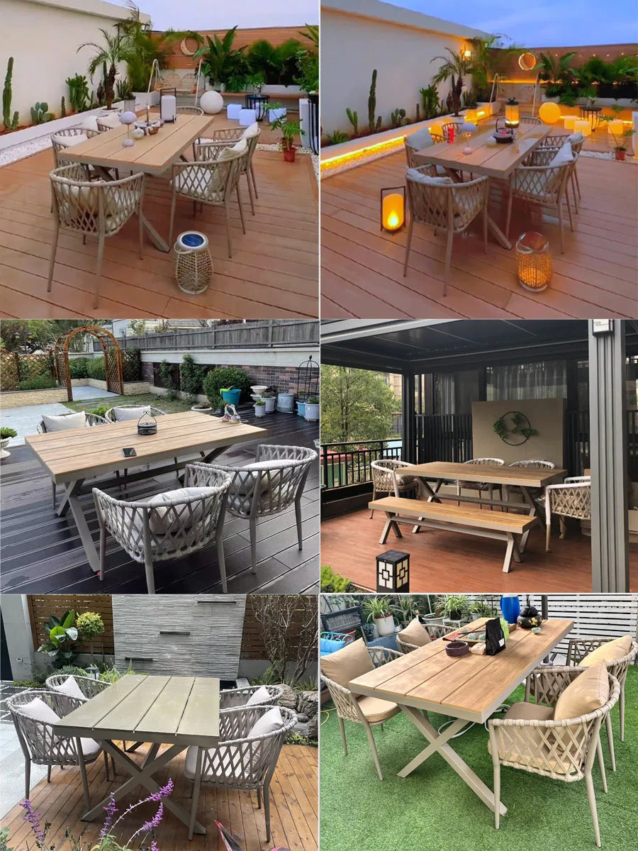 Outdoor Tables,  Outdoor Leisure Vine Chairs, Net Red Dew Tianyang Tea Table and Chair Combination Aluminum Alloy