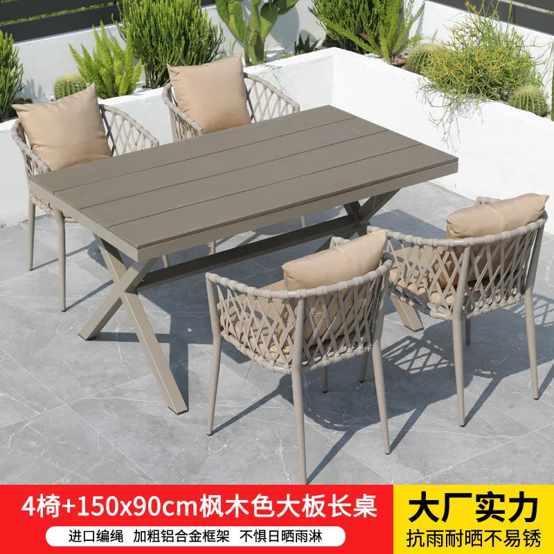 Outdoor Tables,  Outdoor Leisure Vine Chairs, Net Red Dew Tianyang Tea Table and Chair Combination Aluminum Alloy